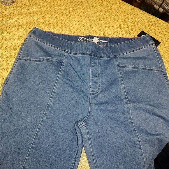 New Divine Denim Isaac Mizrahi Live Pull On Cropped Jeggings Size Women's 16 P - Picture 2 of 3
